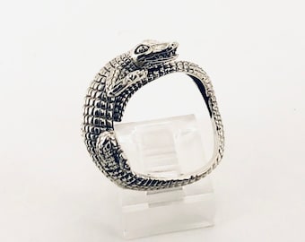 Alligator Silver Ring, Sterling Silver Reptile, Crocodile Rings, Animal Ring,Silver Animal Ring