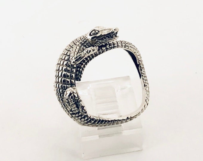 Alligator Silver Ring, Sterling Silver Reptile, Crocodile Rings, Animal Ring,Silver Animal Ring