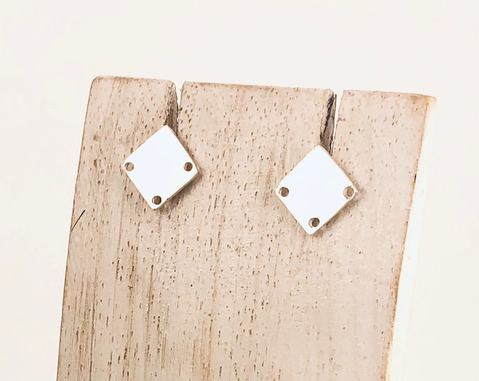 Square Stud Earrings, Sterling Silver925, Minimalist Square Earrings, Tiny Square, Geometric Post, Silver Square Stud