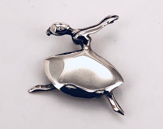 Dancing Ballerina Sterling Silver Pin, Dancer Brooch, Dancer Lover, Dance, Ballet Dancer Pin, Ballet Pin,Ballerina Brooch