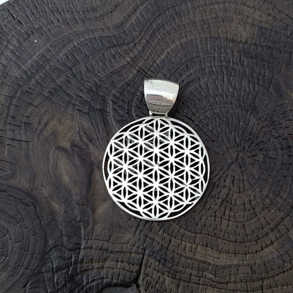 Small Sterling Silver Flower of Life, Circle Pendant ,Yoga Spiritual Pendant, Buddha, Buddhist, Hindu,  Zen,Karma