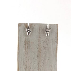 Hand Silver Studs, Hand Symbol Stud, Sign Symbol Earrings, Letter L in Sign Language