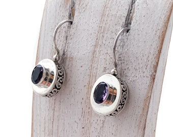 Amethyst Earrings, Purple Earrings, Oval Amethyst Gemstone ,February Stone, Oval Amethyst Stone, Silver 925