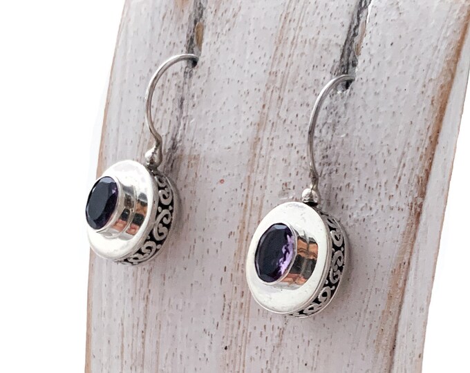 Amethyst Earrings, Purple Earrings, Oval Amethyst Gemstone ,February Stone, Oval Amethyst Stone, Silver 925