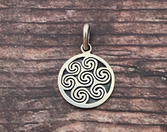 Celtic Pendant, Spiral Pattern, Sterling Silver, Celtic Necklace, Silver Celtic Pendant