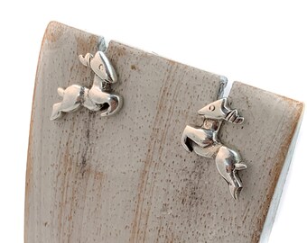 Reindeer Earrings, Holiday Reindeer Silver Earrings, Animal Stud, Christmas Earring, Jolly Holiday, Rudolph,  Reindeer Stud