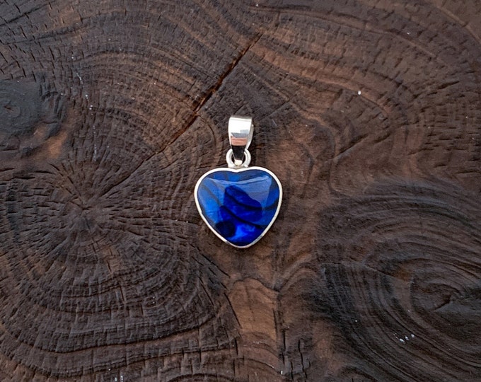Blue Paua Shell Heart Pendant, Small Heart, Minimalist Heart,Tiny Heart, Blue Heart Necklace, Blue Abalone Heart,Love,Valentine's Day