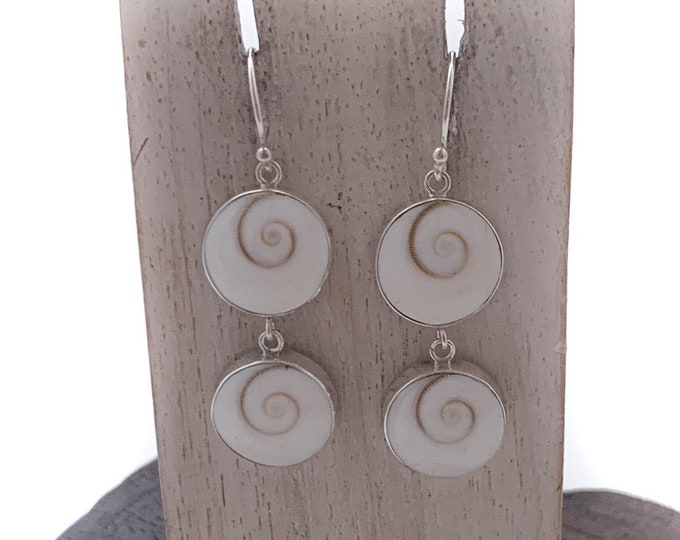 Shiva Eye Earring, Sterling Silver  Shiva Eyes, Round Shiva Earrings, Natural Eye of Shiva Earrings, Silver Dangle shiva