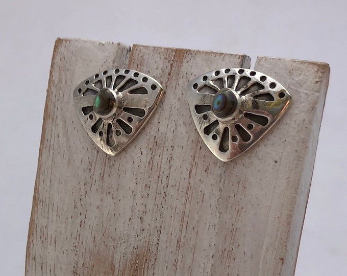 Abalone Earring, Abalone Stud, Sterling Silver Abalone,Triangle Stud Earrings, Abalone Shell, Natural Abalone, Shell Post Earrings