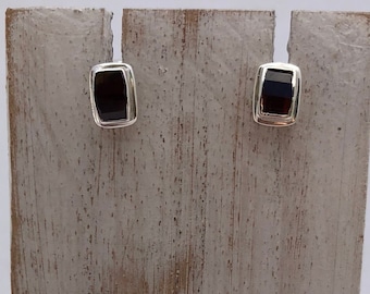 Garnet Earrings, Garnet Stud Earrings, Tiny Rectangle Garnet, Minimalist Garnet Stud, Birthstone