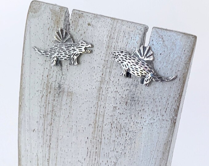 Silver Dinosaur Stud, Dino Sterling Silver Stud, Dinosaur Earrings, Dinosaur Jewellery, Animal Ear Studs, Dainty Dinosaur.