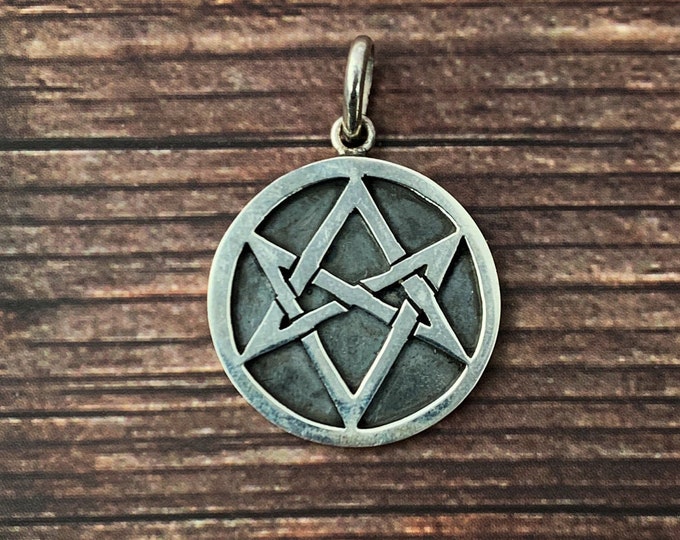 Celtic Star Symbol, Pentagram, Sterling Silver Pendant, Celtic Necklace, Silver Celtic Pendant, Celtic Jewellery