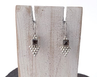 Smoky Quartz Earrings, Sterling Silver Earrings, Minimalist Earrings, Tiny Smokey, Brown Earrings,Smokey Earrings, Silver Smokey