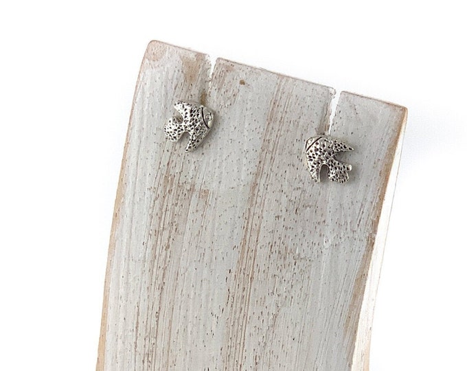 Silver Tropical Fish, Sterling Silver Stud Earrings, Minimalist Studs,Tiny Little Fish, Silver Fish Post, Silver Fish Stud