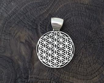 Small Sterling Silver Flower of Life, Circle Pendant ,Yoga Spiritual Pendant, Buddha, Buddhist, Hindu,  Zen,Karma