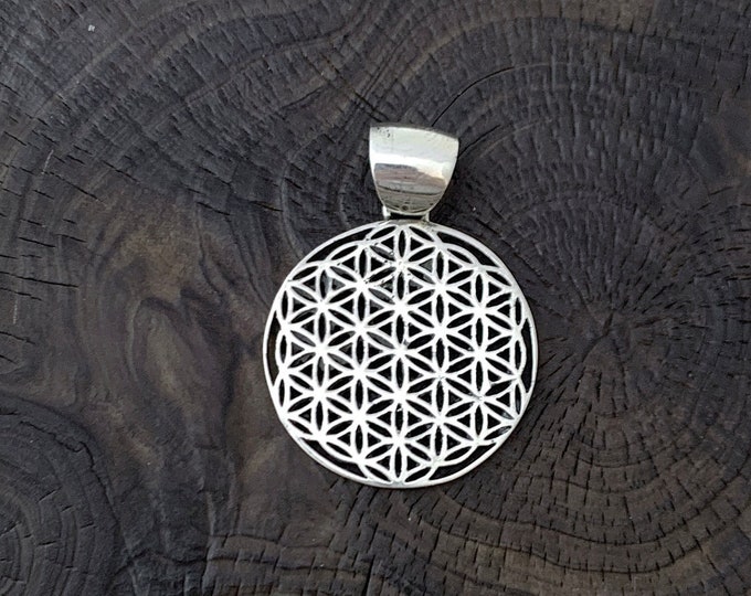 Small Sterling Silver Flower of Life, Circle Pendant ,Yoga Spiritual Pendant, Buddha, Buddhist, Hindu,  Zen,Karma