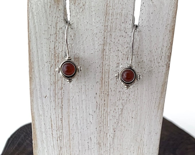 Carnelian Earrings,Sterling Silver Carnelian,Minimalist Carnelian,Dangle Carnelian,Orange Stone, Gemstone,Ethnic Design, Dainty Earrings