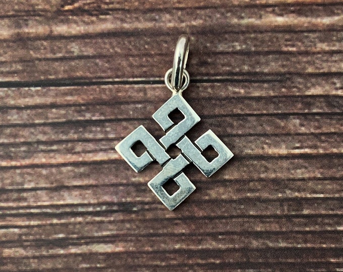 Celtic Square Knotted Cross, Sterling Silver Pendant, Silver Celtic Pendant