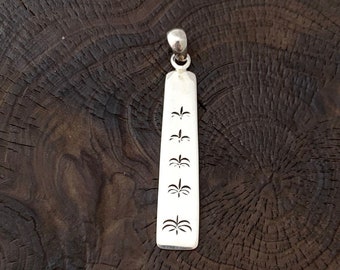 Sterling Silver Lotus Pendant, Bar Necklace Yoga, Spiritual Pendant, Buddha, Buddhist, Hindu, Zen, Karma