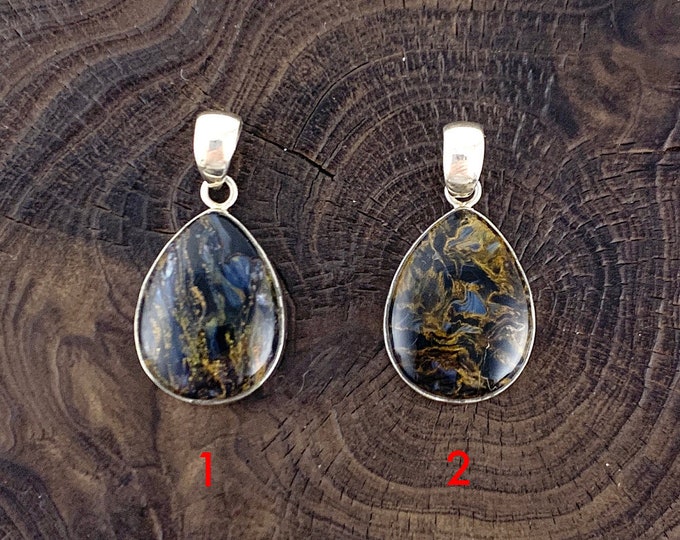 Pietersite Stone Pendant,Natural Gemstone, Pietersite Jewellery, Teardrop Genuine Stone ,Healing Stone,Silver Pendant