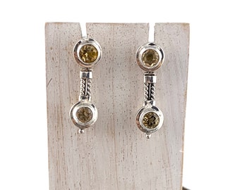 Silver Citrine Stud Earrings, Faceted Stone, Sterling Silver 925, Natural Citrine, November Birthstone,Citrine Earrings