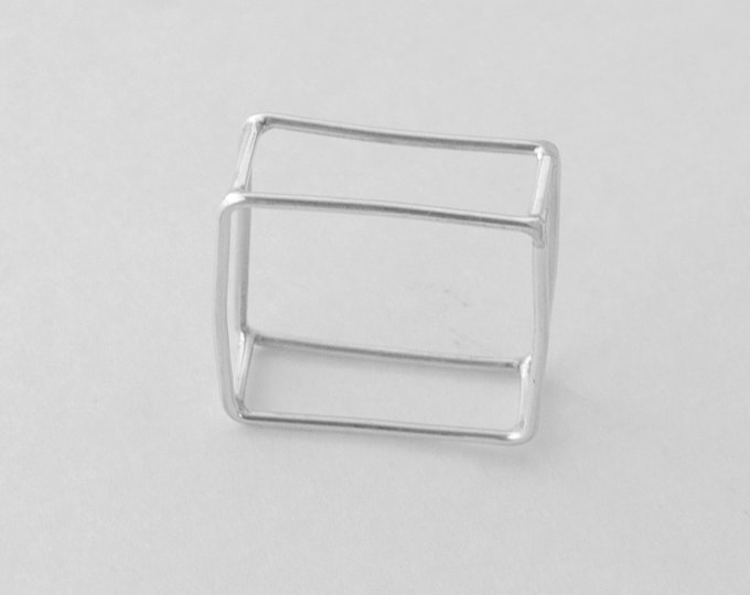 Silver Square Ring, Minimalist Silver Ring, Sterling Silver Square Ring, Simple Ring, Geometric Ring, Statement Ring,Ring Minimalist