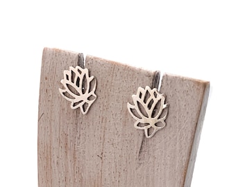 Sterling Silver Lotus Stud Earrings,  Yoga Lotus Stud, Floral earring, Lotus Flower, Silver Lotus Stud, Zen Stud
