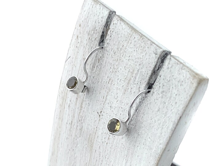 Tiny Citrine Earrings, Minimalist, Yellow Earrings,Small Round Citrine Earrings, Sterling Silver 925