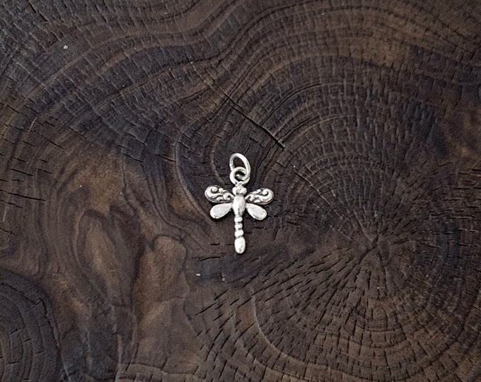 Tiny Silver Dragonfly Charm, Dainty Dragonfly Pendant, Sterling Silver Small Dragonfly, Minimalist, Silver Dragonfly