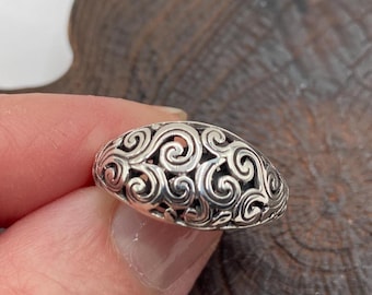 Sterling SilverDome Ring,Silver 925,WaveDesign,Wind Ring,Nature,Zen