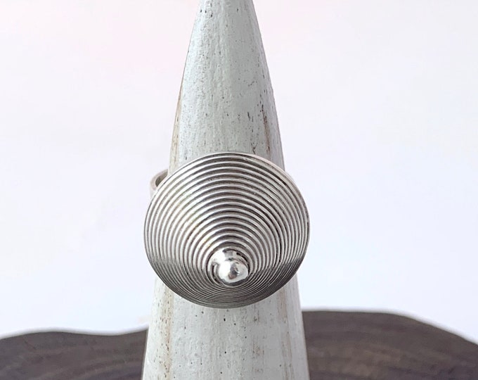 Silver Cone Ring, Circular Line Cone, Fun Silver Ring, Circle Line Ring, Silver 925, Adjustable Ring,Sterling Silver Ring, Solid Silver Ring