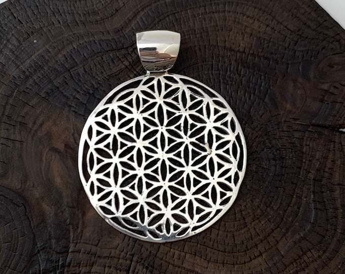 Flower of Life, Large Flower of Life Silver Pendant, Yoga Spiritual Pendant, Buddha, Buddhist, Hindu, Karma,Mandala