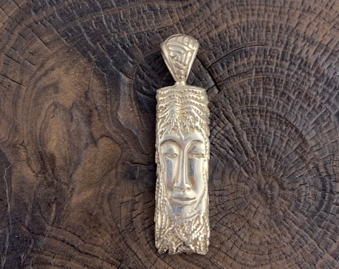 Silver Meditation Pendant, Serene Face in Meditation, Sterling Silver 925,Zen Pendant,Women Necklace