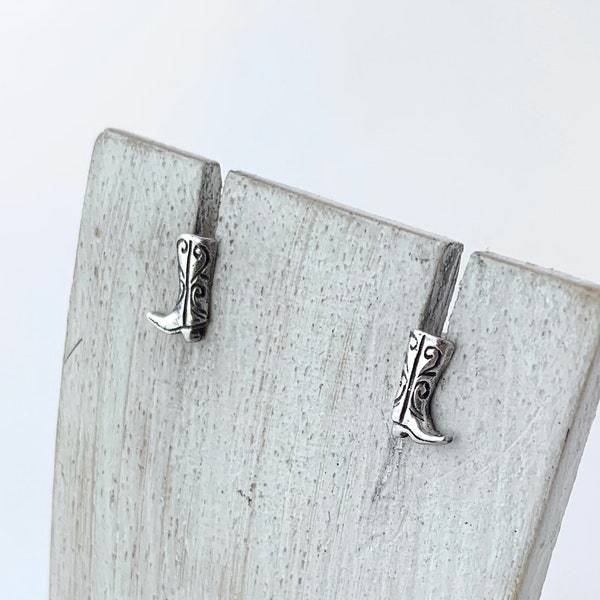 Western Cowboy Studs, Cowgirl Boots Post, Sterling Silver Cowboy Boots Stud, Calgary Stampede Stud, Silver Cowboy Boot Earrings