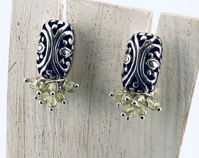 Silver Peridot Studs, Peridot Studs Earrings, Green Peridot Stone, Sterling Silver Earrings, August Birthstone, Green Earrings