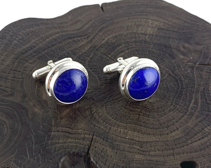 Lapis Lazuli Cuff Links, Sterling Silver Cuff Links Gift, Lapis lazuli Healing Properties, Men Jewellery, Mens Cuff Links