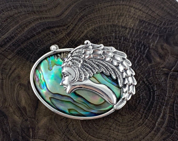 Abalone Shell  Brooch,  Exquisite Goddess,  Stunning Sterling Silver Brooch, Natural Abalone