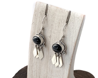 Oval Cat Eye Earrings, Stunning Sterling Silver, Dangle Cat Eye Earrings, Silver 925