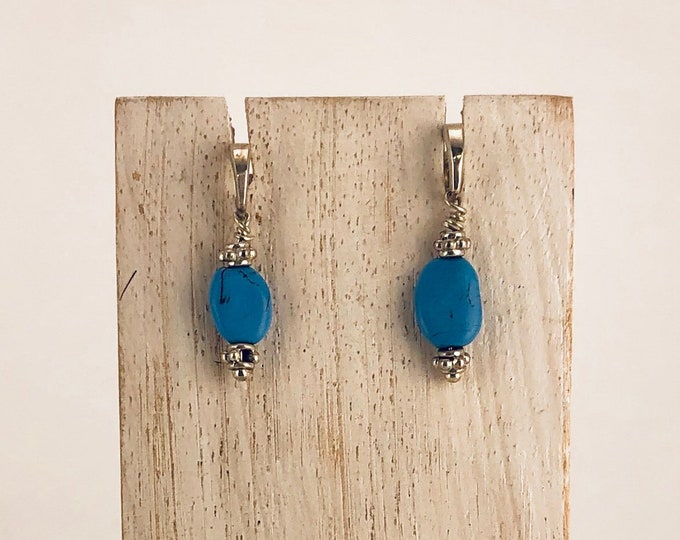 Turquoise Earrings,Elegant Turquoise Silver Earrings,Small Turquoise Earring, Oval Turquoise ,Dainty Turquoise, Blue Earrings