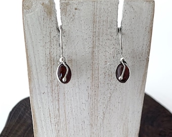 Silver Carnelian,Silver Orange Earrings,Dainty Carnelian, Dangle Carnelian, Orange Gemstone,Drop Carnelian,Tiny Oval Carnelian