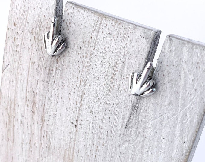 Fuck You Middle Finger Studs, Sterling Silver Stud Earrings, Hand Earrings, F You Studs, Swear,Middle Finger Jewelry