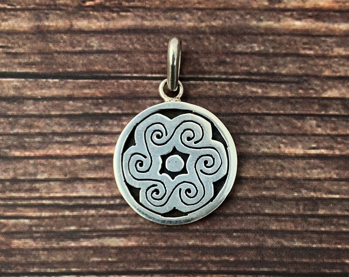 Celtic Spiral Symbol, Celtic Necklace, Sterling Silver Celtic Pendant, Irish Celtic Jewellery, Spiral Pattern