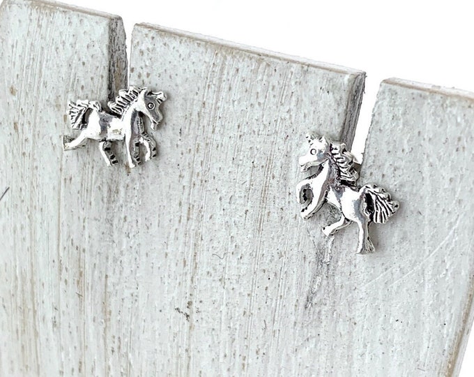 Unicorn  Stud, Silver Unicorn Studs Earrings, Minimalist , Animal Stud, Unicorn Lover