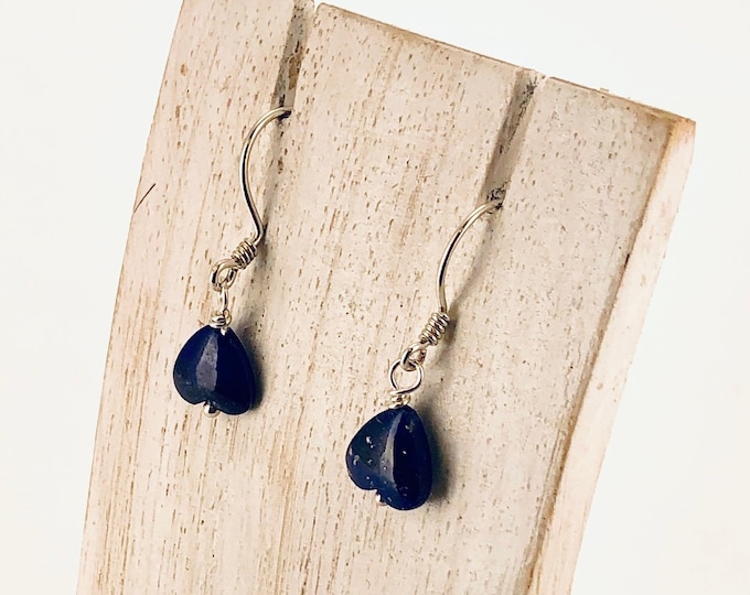 Heart Lapis Lazuli Earrings, Blue Heart Earring,Lapis Heart Earrings, Sterling Silver Earrings, Valentine's Day Gift