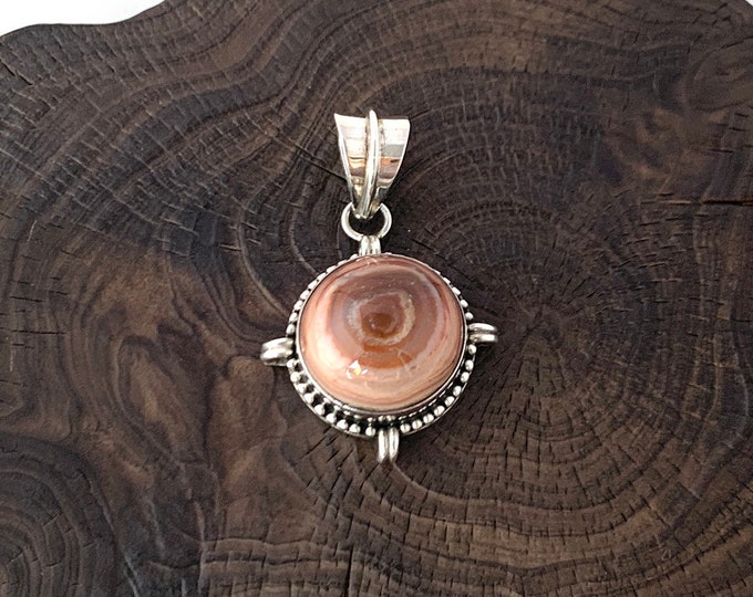 Agate Pendant, Stunning Round Agate, Natural Agate Stone, Earth Tone, Silver Pendant, Sterling Silver 925