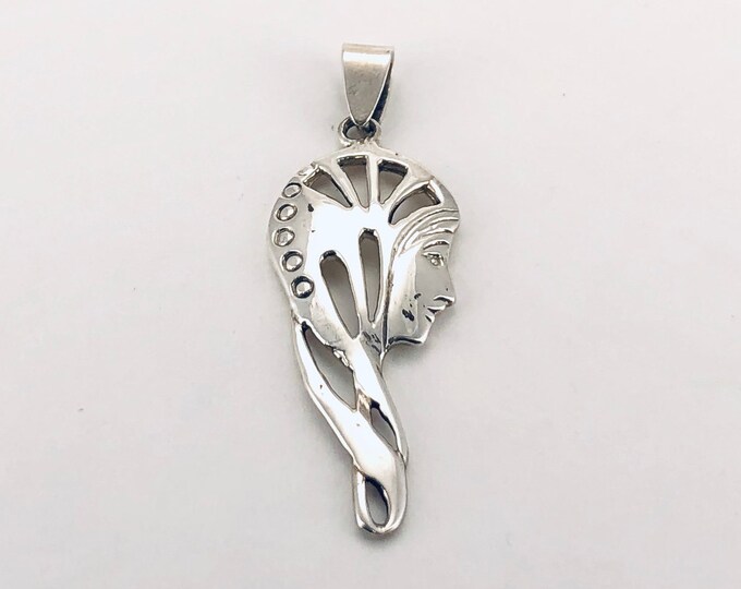 Woman in a Headscarf Sterling Silver Pendant, Face Pendant, Side Face Pendant, Female Face Pendant, Women Pendant