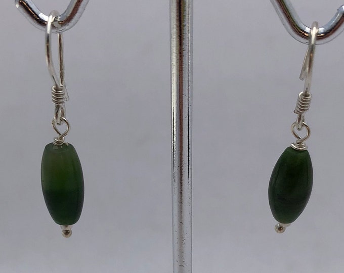 Jade Earrings, Simple Drop Jade, Minimalist Jade Earrings, Sterling Silver Earring, Everyday Earrings