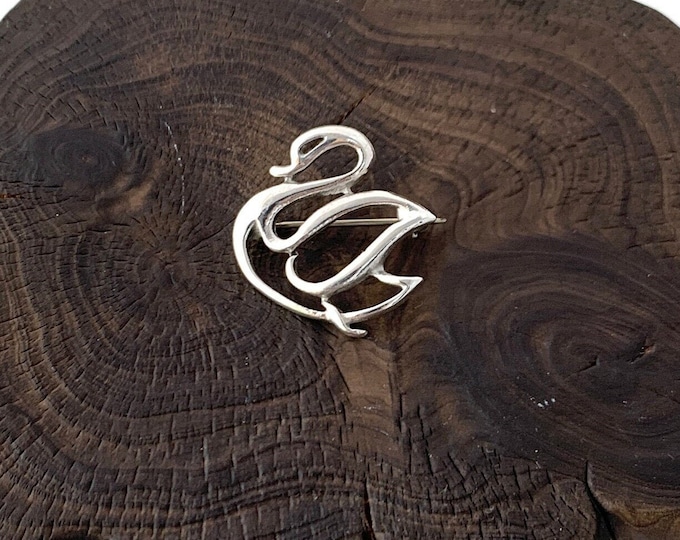 Sterling Silver Swan Brooch, Swan Pin, Bird Pin, Duck Pin, Silver Swan Pin, Silver Swan