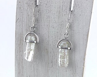White Biwa Pearl Earrings, Dangle Pearl, Minimalist Biwa Pearl, Natural Pearl,Silver Pearl Earring