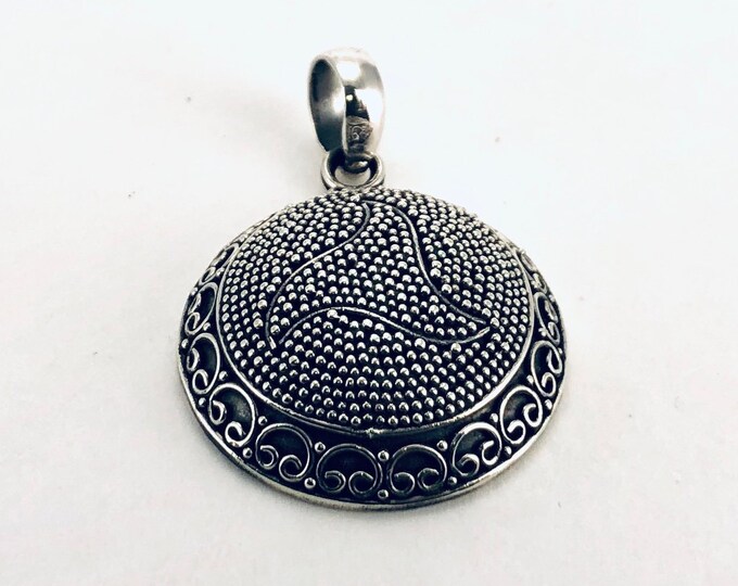 Silver Round Pendant, Silver Pendant, Oxidized Silver Pendant, Circle Pendant